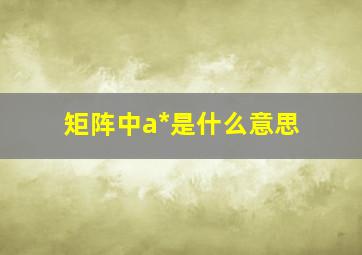 矩阵中a*是什么意思