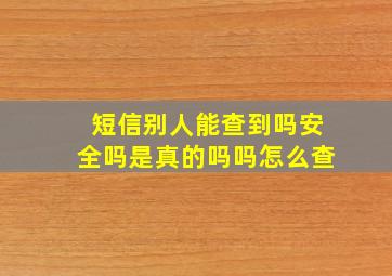 短信别人能查到吗安全吗是真的吗吗怎么查