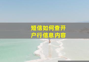 短信如何查开户行信息内容