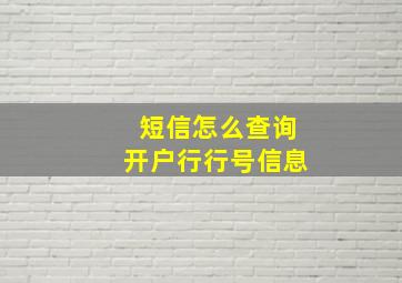 短信怎么查询开户行行号信息