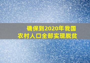 确保到2020年我国农村人口全部实现脱贫