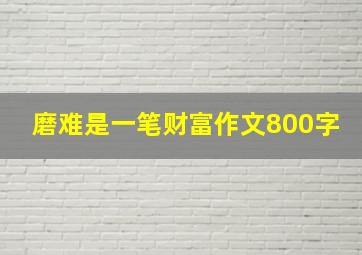 磨难是一笔财富作文800字