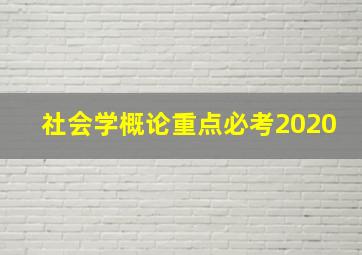 社会学概论重点必考2020