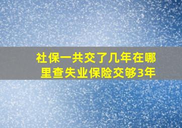 社保一共交了几年在哪里查失业保险交够3年