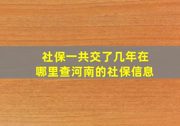 社保一共交了几年在哪里查河南的社保信息