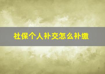 社保个人补交怎么补缴