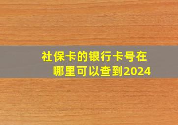 社保卡的银行卡号在哪里可以查到2024