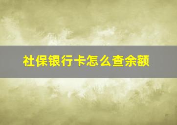 社保银行卡怎么查余额