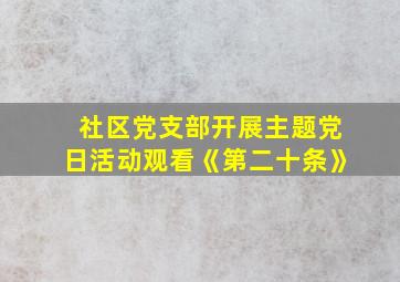 社区党支部开展主题党日活动观看《第二十条》