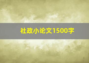 社政小论文1500字