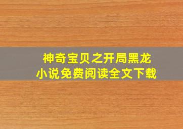 神奇宝贝之开局黑龙小说免费阅读全文下载