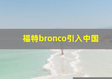 福特bronco引入中国