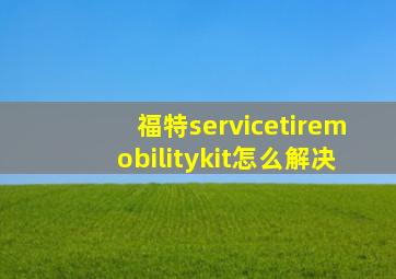 福特servicetiremobilitykit怎么解决