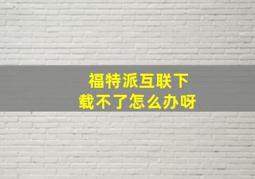 福特派互联下载不了怎么办呀