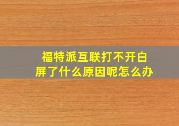 福特派互联打不开白屏了什么原因呢怎么办