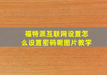 福特派互联网设置怎么设置密码呢图片教学