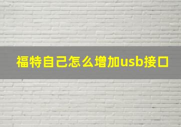 福特自己怎么增加usb接口