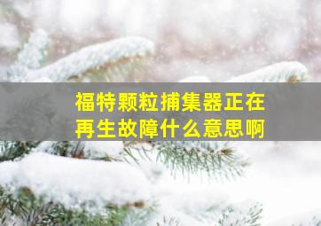 福特颗粒捕集器正在再生故障什么意思啊