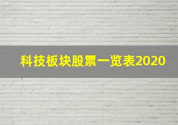 科技板块股票一览表2020