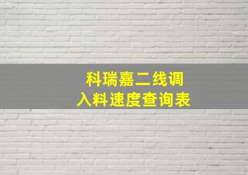 科瑞嘉二线调入料速度查询表