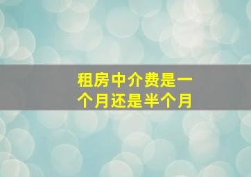 租房中介费是一个月还是半个月