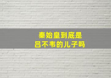 秦始皇到底是吕不韦的儿子吗