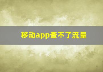 移动app查不了流量