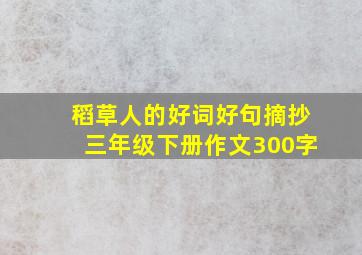 稻草人的好词好句摘抄三年级下册作文300字