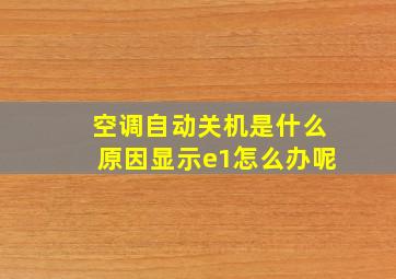 空调自动关机是什么原因显示e1怎么办呢