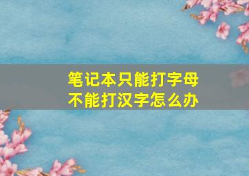 笔记本只能打字母不能打汉字怎么办