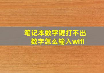 笔记本数字键打不出数字怎么输入wifi