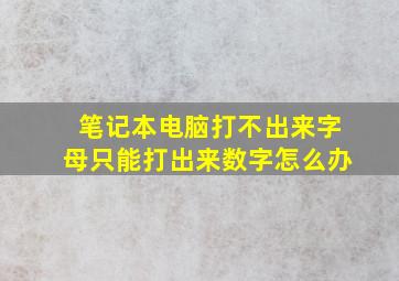 笔记本电脑打不出来字母只能打出来数字怎么办