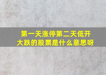 第一天涨停第二天低开大跌的股票是什么意思呀