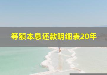 等额本息还款明细表20年