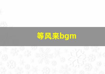 等风来bgm