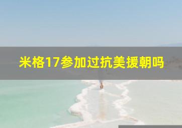 米格17参加过抗美援朝吗