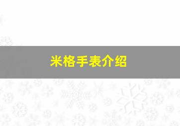 米格手表介绍