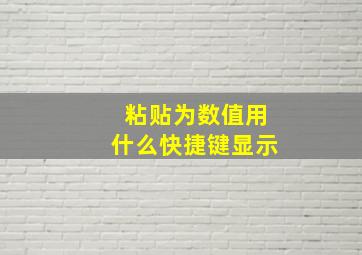 粘贴为数值用什么快捷键显示