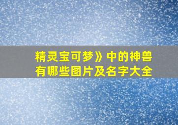 精灵宝可梦》中的神兽有哪些图片及名字大全