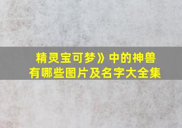 精灵宝可梦》中的神兽有哪些图片及名字大全集