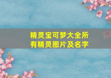 精灵宝可梦大全所有精灵图片及名字