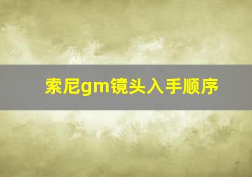 索尼gm镜头入手顺序