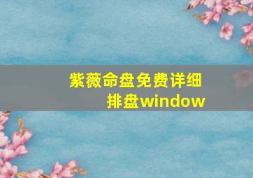 紫薇命盘免费详细排盘window