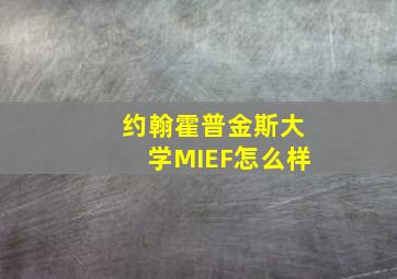 约翰霍普金斯大学MIEF怎么样