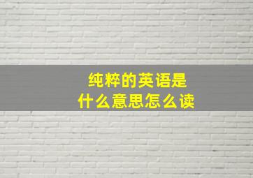 纯粹的英语是什么意思怎么读