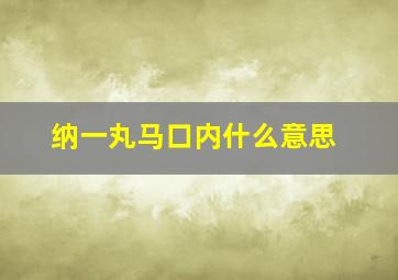 纳一丸马口内什么意思