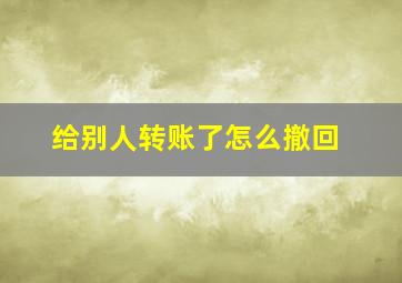 给别人转账了怎么撤回