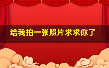 给我拍一张照片求求你了