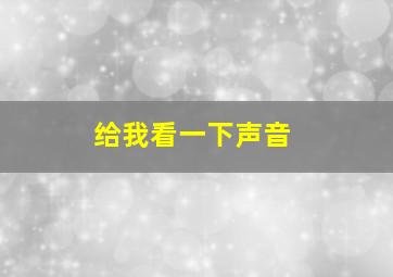 给我看一下声音