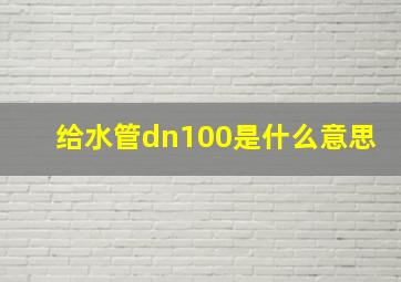 给水管dn100是什么意思